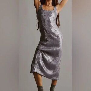 NEW NWT Anthropologie Pilcro‎ Sequin Slim Midi Dress Mediium